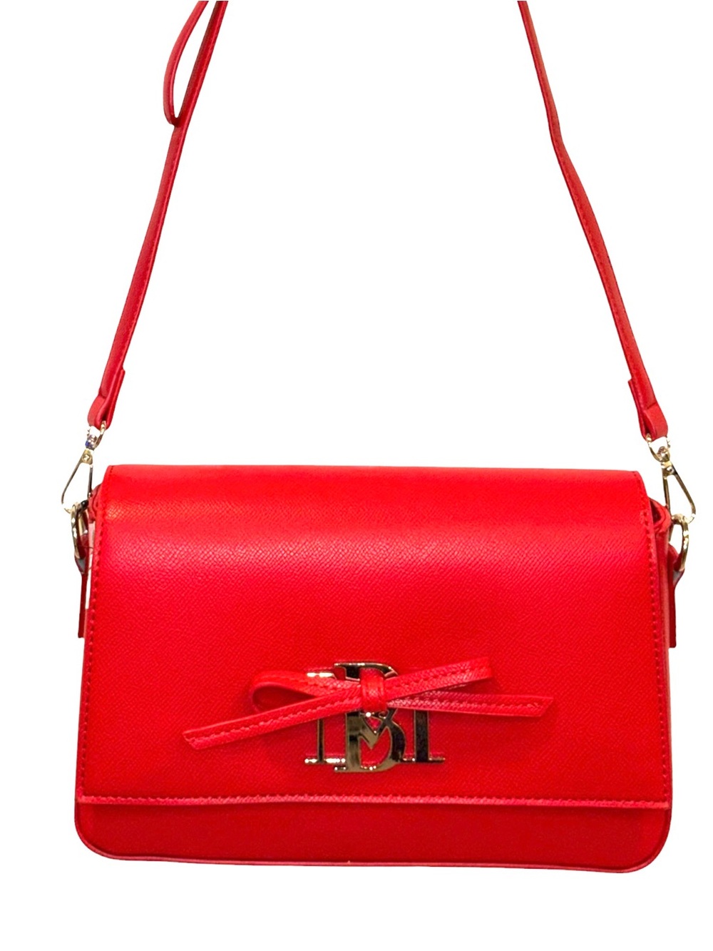 BADGLEY MISCHKA Red Women’s X-body Bag w/Bow Accent & Gold-tone hardware